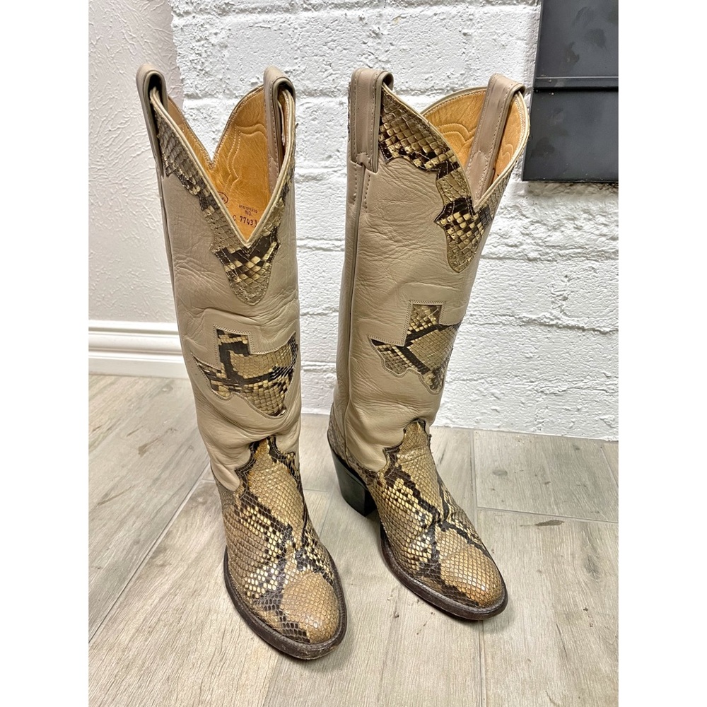 Vintage Justin Texas python leather boots